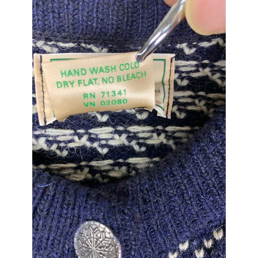 LL Bean Nordic Bird Cardigan Wool Blend Size L Vintage Cabincore - Picture 6 of 7